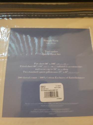 Discontinued/Very Rare Vera Wang Tea Garden Queen Comforter Set & Pillows - New - Picture 11 of 23