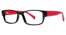 MODERN OPTICAL CHILL UNISEX PLASTIC EYEGLASSES 51-17-140 BLK/RED W/ SOFT CASE