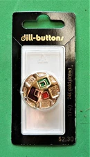 1pc Dill-Buttons of America #1740 24K Gold Plated Size 1" (25mm) Colorful Insets