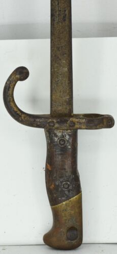 Antique 1879 French M1874 Gras Rifle L. Deny Paris T-Back Sword Bayonet ONLY - Picture 3 of 7