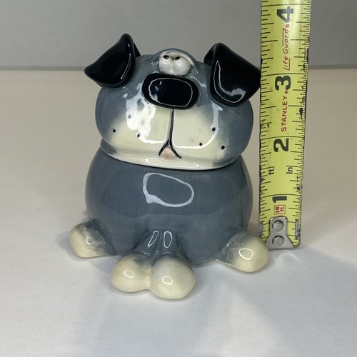 Russ Berrie Douglas Dog Shape Trinket Box & Nut Dish Wall Plaque Signed Ceramic - Picture 10 of 20