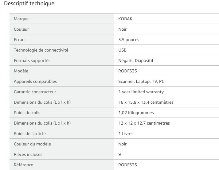 Kodak Digital Film Scanner, Convertit les Négatifs et Diapositives de