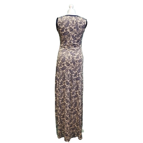 Mango Navy Blue Gold Paisley Sleeveless Maxi Formal Dress Women's UK S H286 - Picture 5 of 7