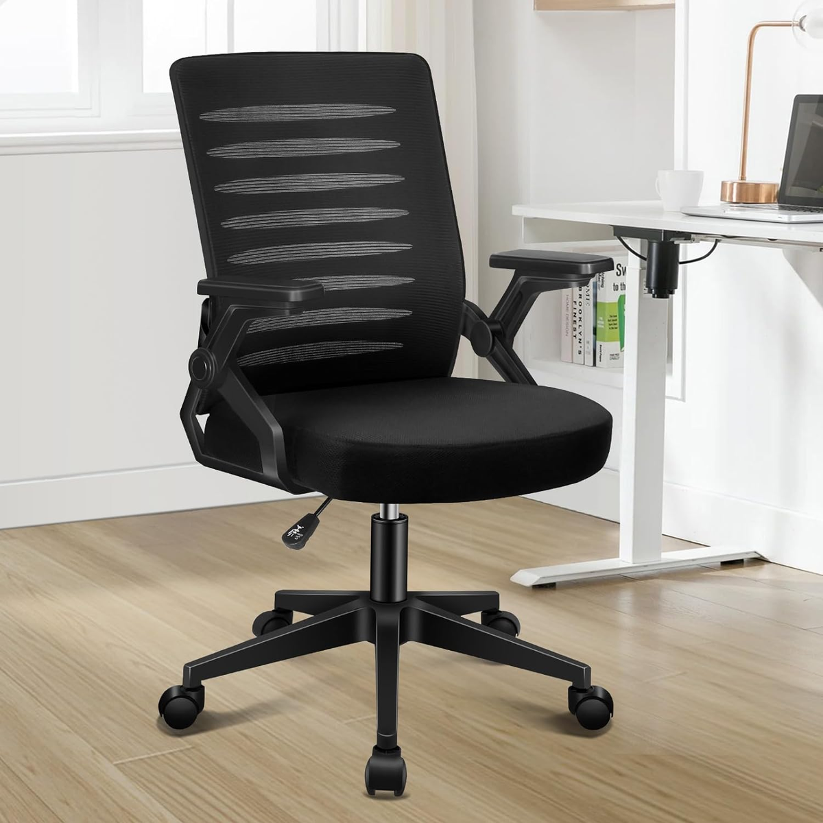Mesh Office Chair Ergonomic Mid-Back Wale Series, Adjustable Flip