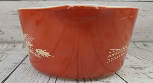 Pyrex Orange Autumn Harvest Wheat #473-B, 1 Liter Mixing Casserole Bowl Vintage - Picture 5 of 12