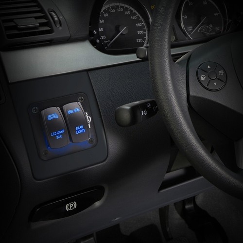 12V 2-Gang 5Pin Blue LED Laser Rocker Switch On/Off Switch Panel for Car RV Boat - Picture 3 of 8