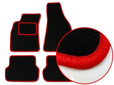 VELOURS FUSSMATTEN SCHWARZ OPEL ZAFIRA C-5s.-(2011-2019) + ROTES GARN