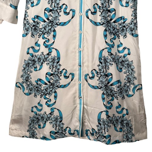 Cynthia Rowley Floral 100% Silk Midi Shirt Dress Women S Flowy Button Front - Picture 5 of 17