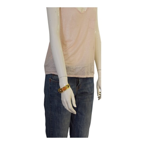 Saint Laurent Arty Cabujón Piedra Adornado Brazalete Metal Tono Dorado Pulsera - Imagen 7 de 8