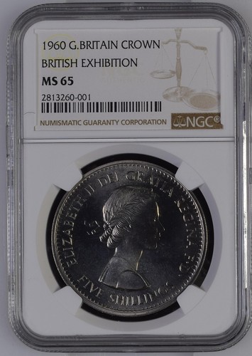 👑1960 UK Great Britain Crown BRITISH EXHIBITION NGC MS65! - HIGH GRADE RARE!!👑 - Picture 3 of 4
