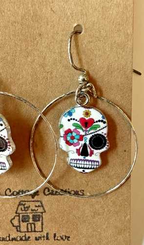 Sugar Skull Fischhaken Ohrringe - Bild 3 von 3