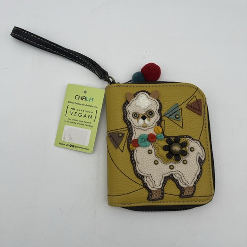 CHALA Mustard Yellow Llama Zippered Vegan Leather Wristlet Wallet - NEW! - Picture 2 of 11