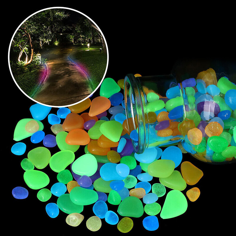 UP TO 500X Pebbles Stone Rock Fish Tank Stones Aquarium Decor Glow in