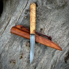Viking Rustic Classic Knife | Medieval Replica, Carbon Steel Blade, Maple Handle