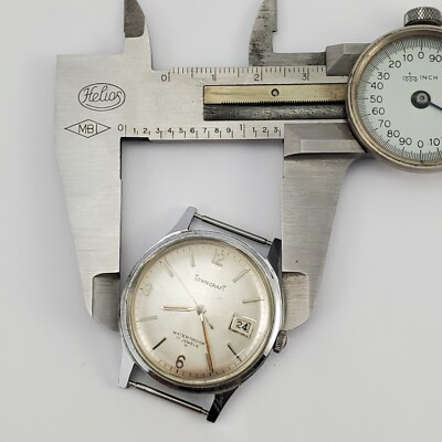 ◎12982 CENTURY 617.41.S.50.10SM4 TIMEGEM Mid Century Towncraft Wrist Watch Manual Wind Date Window 17
