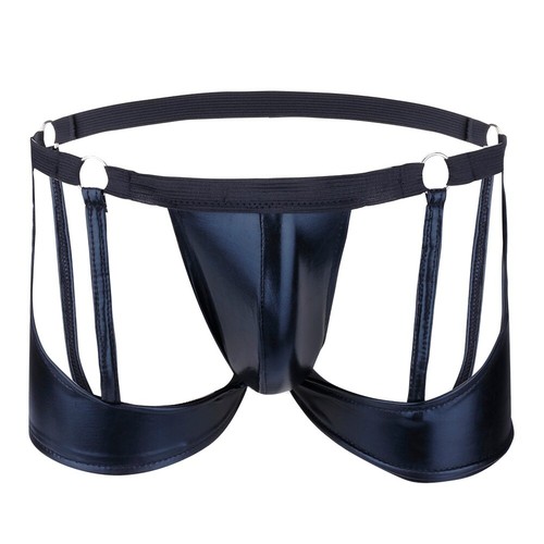 Herren Boxershorts Lack Leder Aushöhlen Boxer Briefs Trunk Unterwäsche Lingerie - Bild 1 von 10