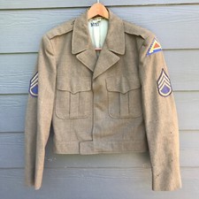 Chaqueta de Lana Ike Verde Oliva 38R 7ª División Ejército De Colección Ejército Parche Liberty 1953