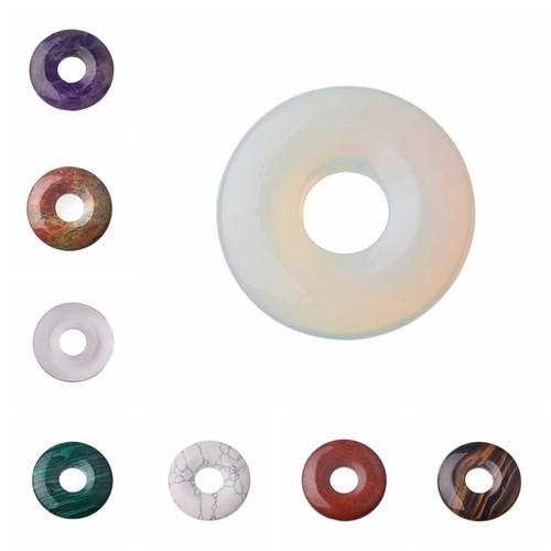 Colgante de rosquilla de piedras preciosas naturales cuentas de amatista ojo de tigre para hacer joyas 40 mm - Imagen 3 de 31