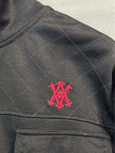 Vintage Avirex Jacket Mens Medium Black Zip up Paint Stains Thrashed Grunge Y2K - Picture 3 of 8