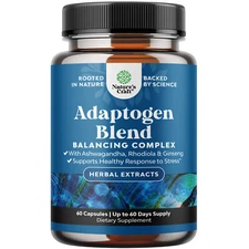 Herbal Adaptogen Mood Support Supplement - Calming Adaptogens Supplement 60ct