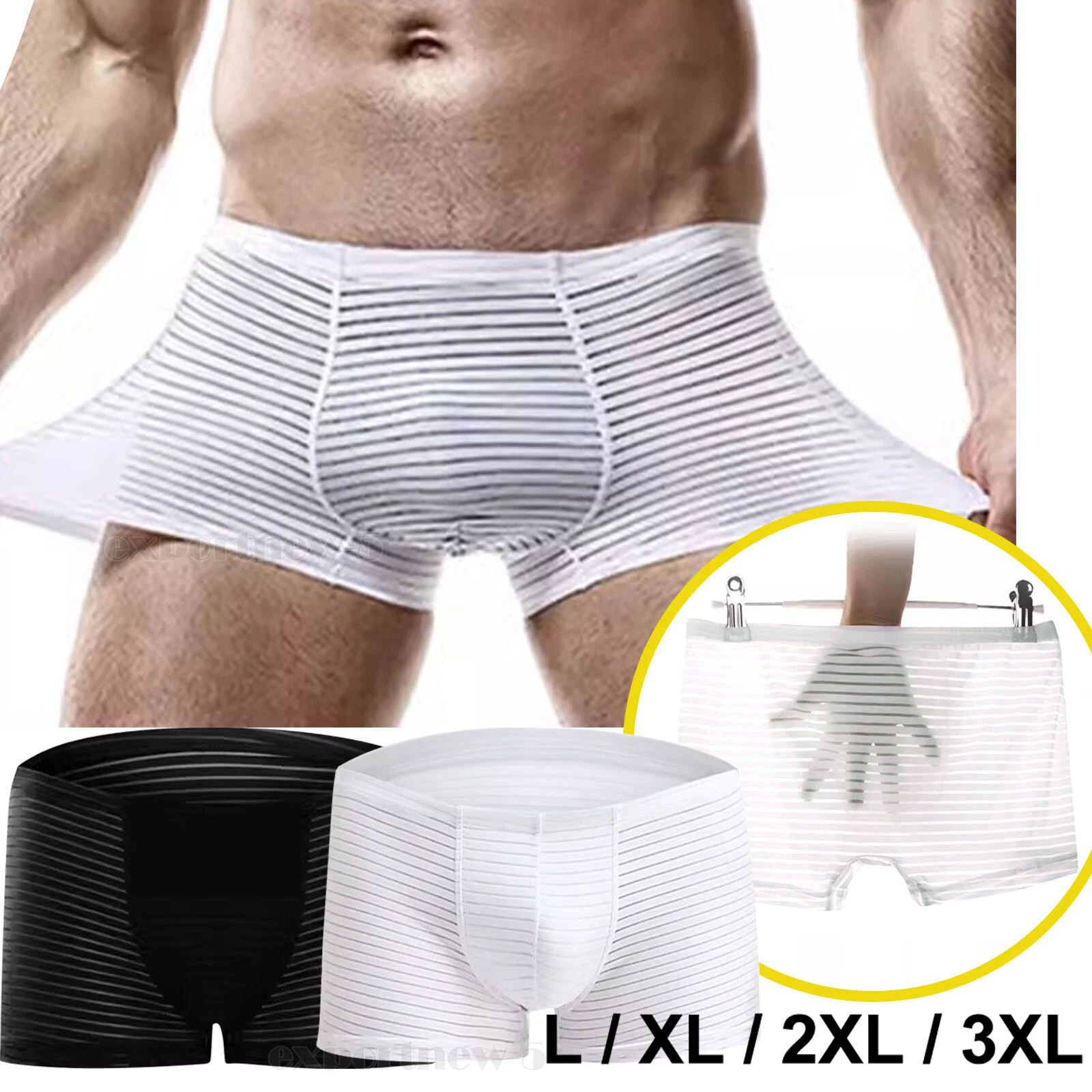 Svenjoyment Boxer Transparent Effet d'Optique pour Homme, Noir, Taille M Noir Medium