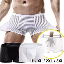 Men Boxer Briefs Transparent Shorts Mens Soft Underpants Men's See-through Trunk