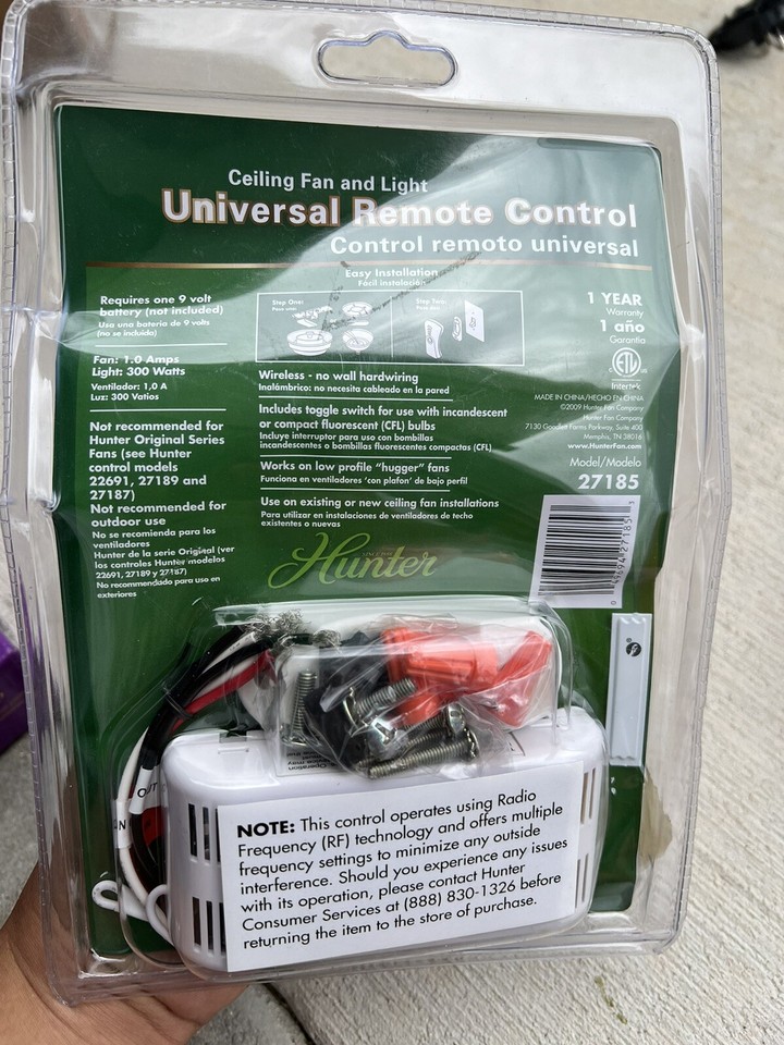 Hunter Universal 27185 Ceiling Fan & Light Remote Control New Sealed