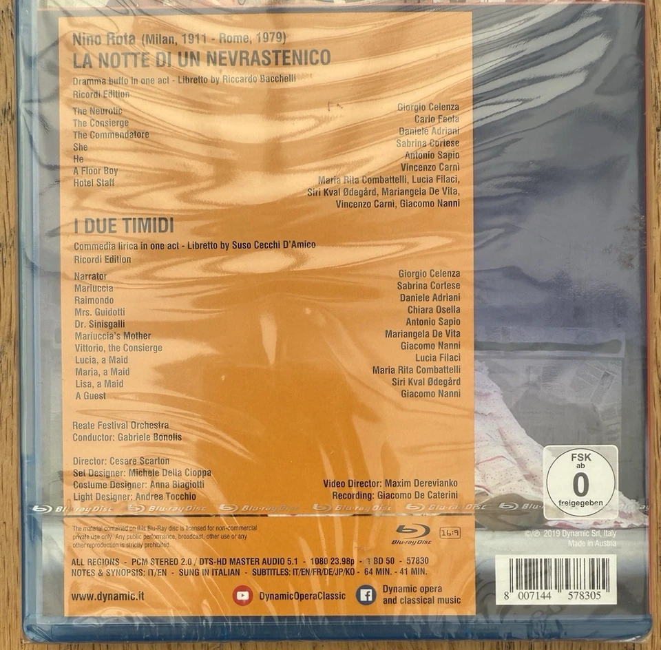 Nino Rota La Notte Di Un Nevrastenico I Due Timidi Opera Blu-Ray New & Sealed - Image 3 of 3