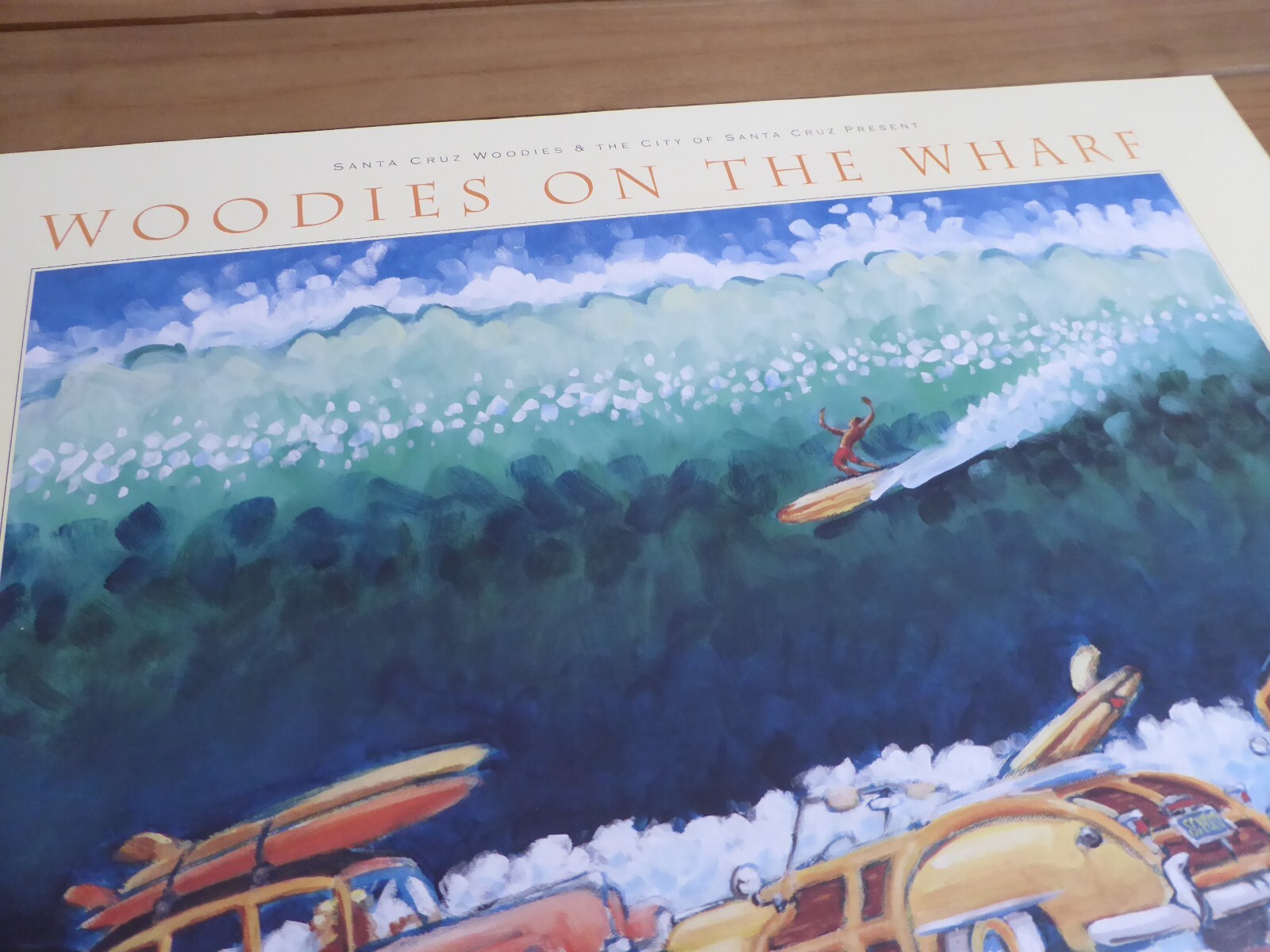 ORIGINAL JOHN SEVERSON POSTER SURF ART 2002 WOODIES ON THE WHARF SANTA CRUZ