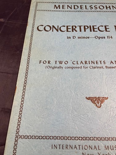 MENDELSSOHN CONCERT PIECE NO. 2 D MINOR CLARINET PIANO VINTAGE 11 PAGE 1957 - - Picture 3 of 8