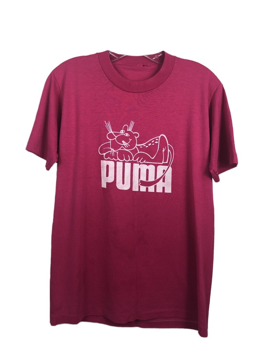 Pink Panther Vintage 70s Puma Pink T-Shirt - Fits Men's Small 19 x
