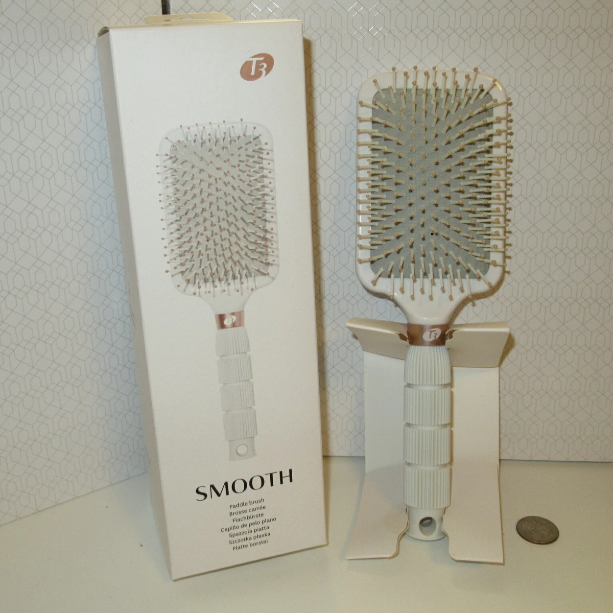 NEW T3 Smooth Paddle Hair Brush Professional Styling White and