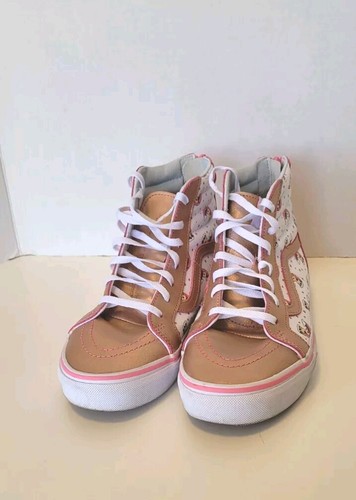 VANS Unicorn Rainbow Pink Lemonade Girls Size 6.5 Lace Up Back Zip HI High Top - Picture 2 of 12