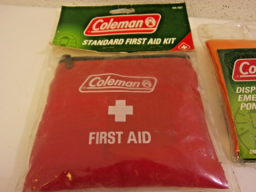 Vintage Coleman First Aid Kit Bonus Disposal Poncho New - Picture 3 of 9