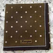 MAN HANDKERCHIEF VTG CLASSIC POLKA DOTS BROW COTTON POCKET ART SQUARE 18 JP89