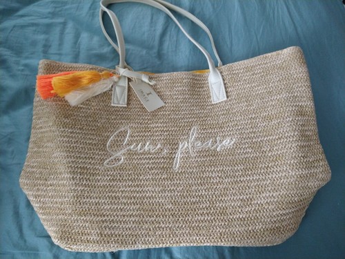 Summer Beach Tote Sun Please Pineapple Print Interior Tassels Shoppers Bag - Picture 3 of 13
