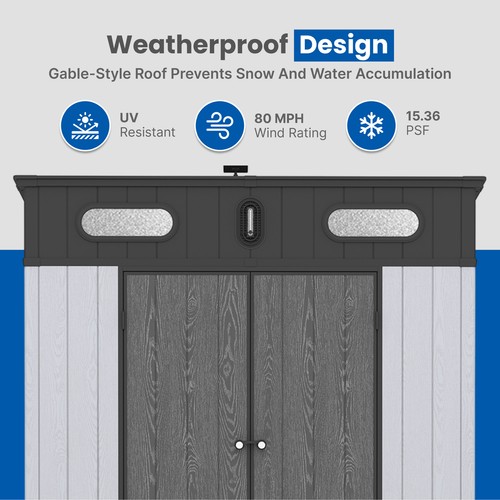 ALEKO Outdoor Shed 82" x 94" Solar Powered Lighting Garden Tool Storage w/ Floor - Picture 3 of 7
