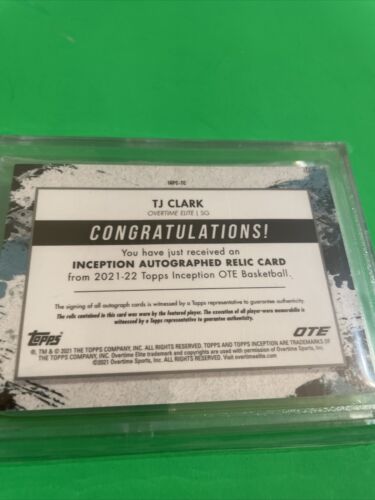 TOPPS INCEPTION OVERTIME OTE AUTO RELIC CARD OF TJ CLARK 20/25 Beckett 9! Rare - Picture 6 of 6