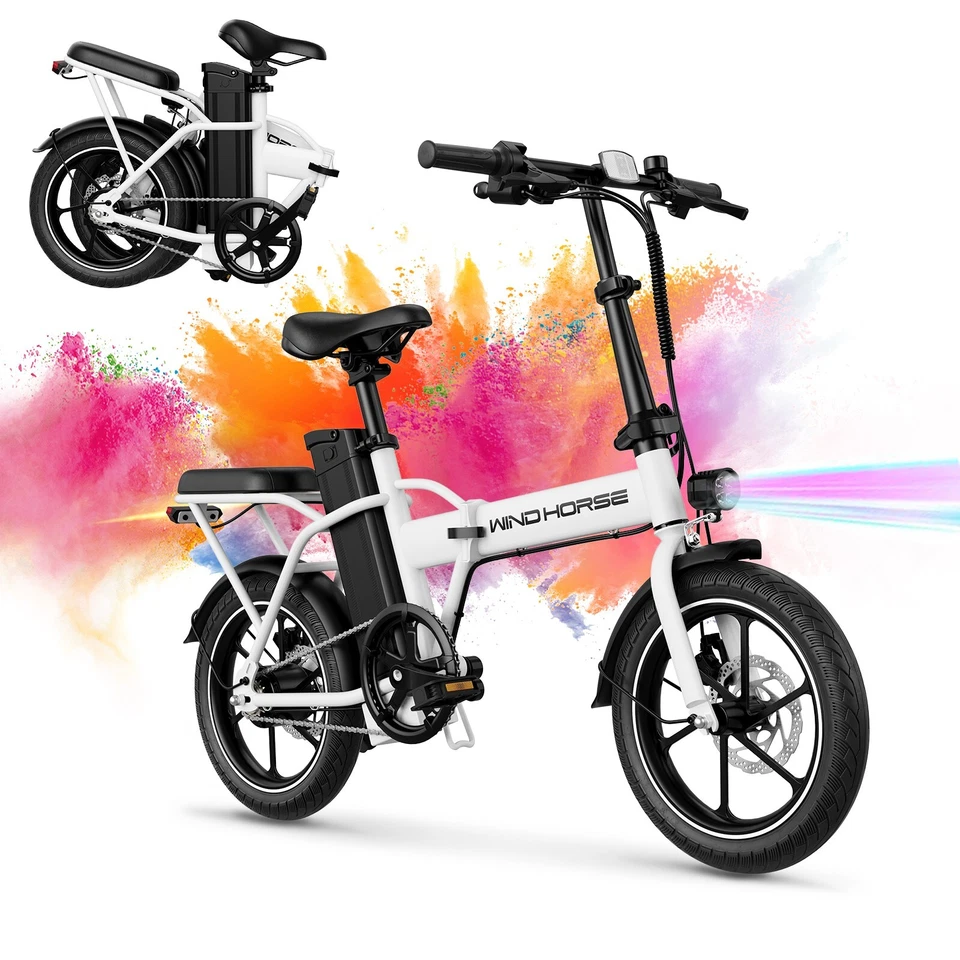 Bicicleta Eléctrica Plegable 16" 2 Asientos 630W Motor Pico 35Millas E-bike para Viajeros Foto 2 de 4