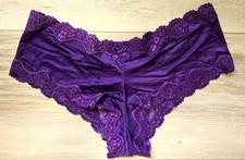 Vintage Victoria's Secret Purple Silky Smooth Mesh Lace Cheeky Panties Bow M