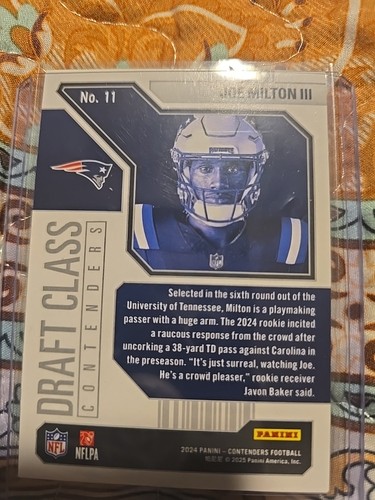 2024 Panini Contenders - Draft Class Contenders Joe Milton III #11 Red (RC) - Picture 2 of 2
