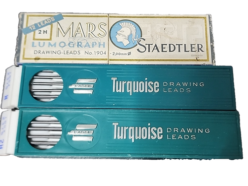 VNTG Turquoise Eagle Drawing Leads #2375 H & 2H- 2doz, Mars Staedtler Lumograph