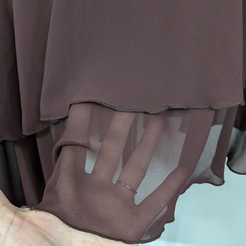 Vintage Velvet Midi Dress L Brown Y2K Fairy Grunge Ruffle Lace Up Asymmetric - Picture 8 of 10