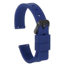 Silicone Watch Band 18mm Quick Release Watch Strap with Black Buckle Dark Blue