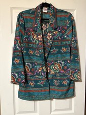 Vintage GW Div of Graff Floral Blazer Jacket Pockets Work Office Women's 10 Flaw