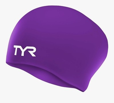 TYR Adult Long Hair Silicone Swim Cap Wrinkle-Free Hypoallergenic Purple