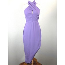ASTR Jodie Lavender Halter Keyhole Asymmetrical Midi Dress M