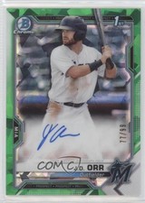 2021 Bowman Chrome Prospect HTA Green Atomic Refractor 77/99 JD Orr Auto 11oq