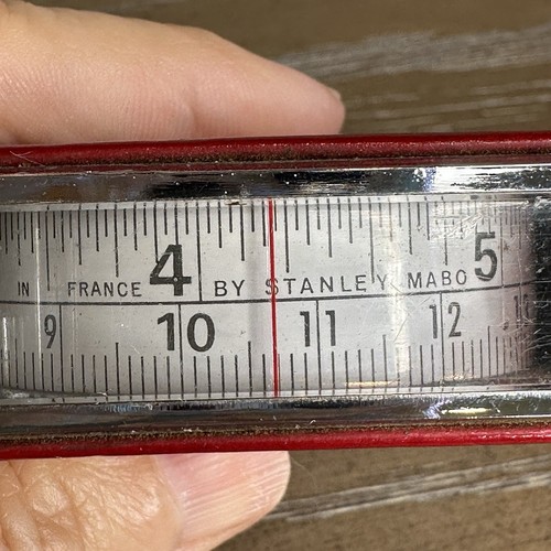 Vintage Stanley Mabo Nivometre Tape Measure Level Bubble France RED Rare - Imagen 12 de 14