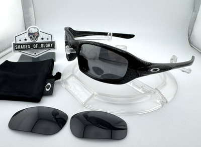 OAKLEY FIVES 4.0 BLACK SILVER TEXT W/ BLACK IRIDIUM POLARIZED